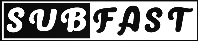 Black and white logo with 'SUB FAST' text on a white background